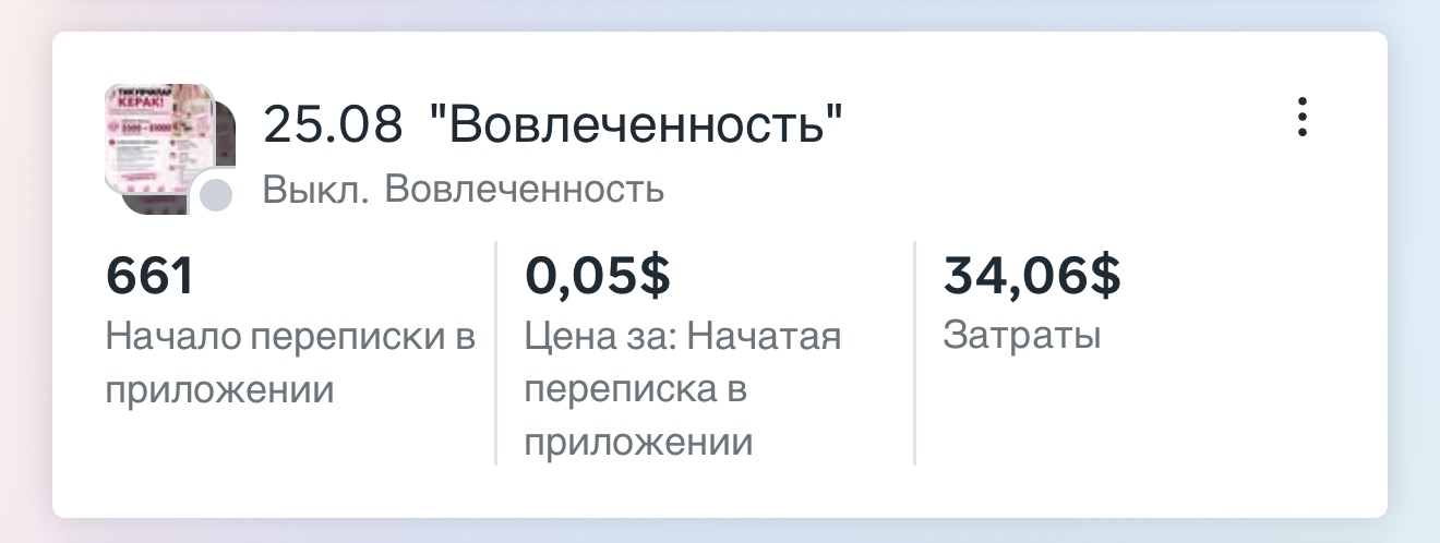 HR-таргетинг: найм швей на фабрику — Скриншот кабинета Meta Ads